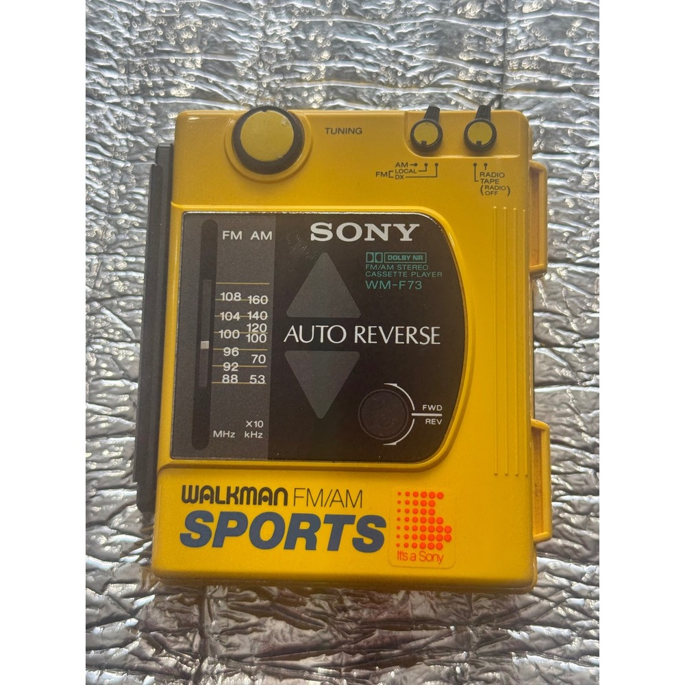 Sony Walkman Sports WM-F73 AM FM Stereo Cassette Player Yellow Auto Reverse